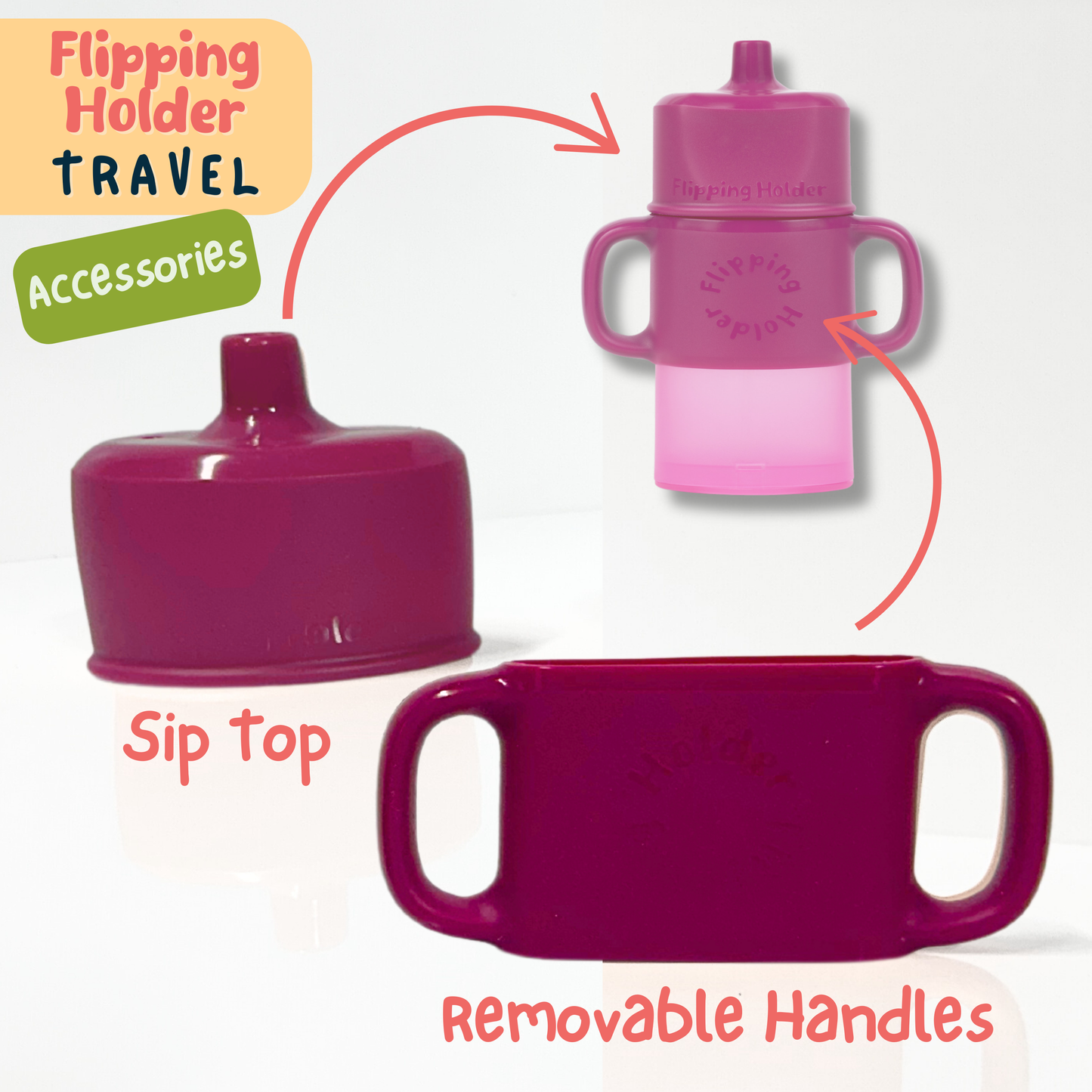 HANDLES & SIP TOP for Flipping Holder TRAVEL