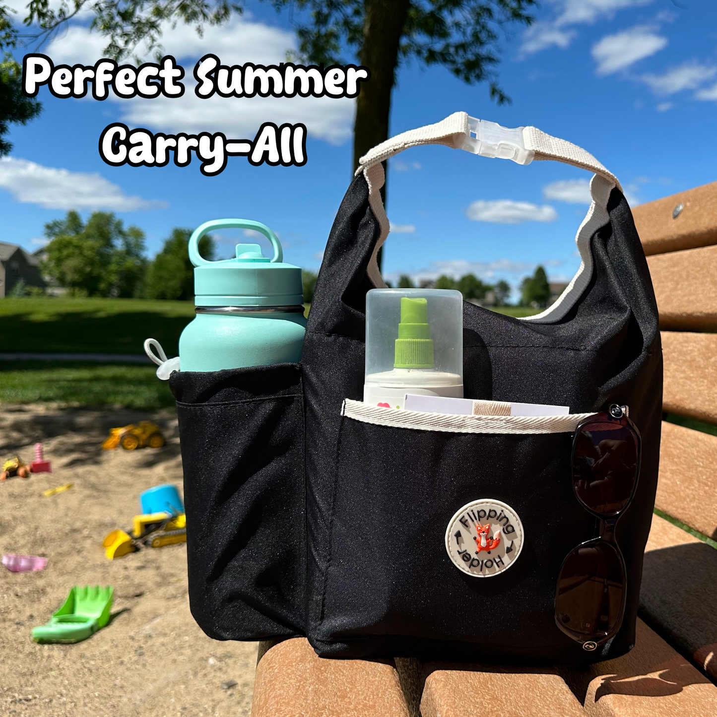 Thermal Tote with Bottle Pocket | easy carry-all bag, clip handle for convenient attachment